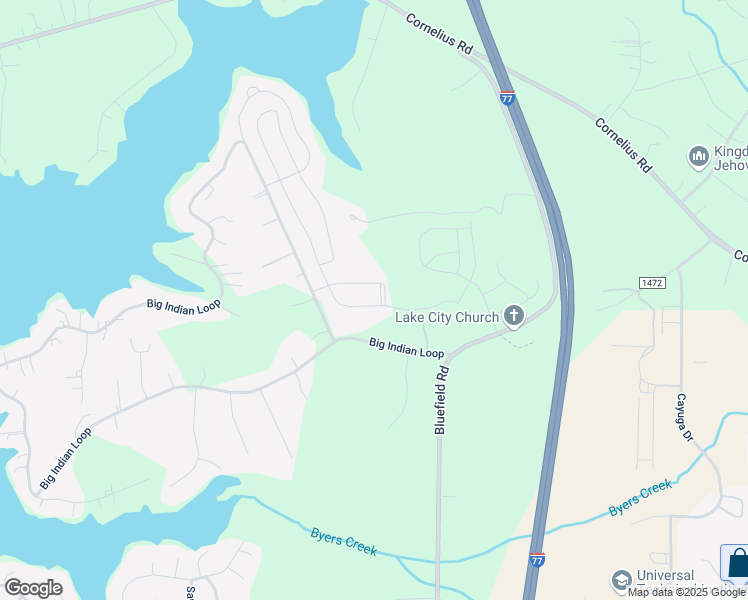 map of restaurants, bars, coffee shops, grocery stores, and more near 117 Tomahawk Drive in Mooresville