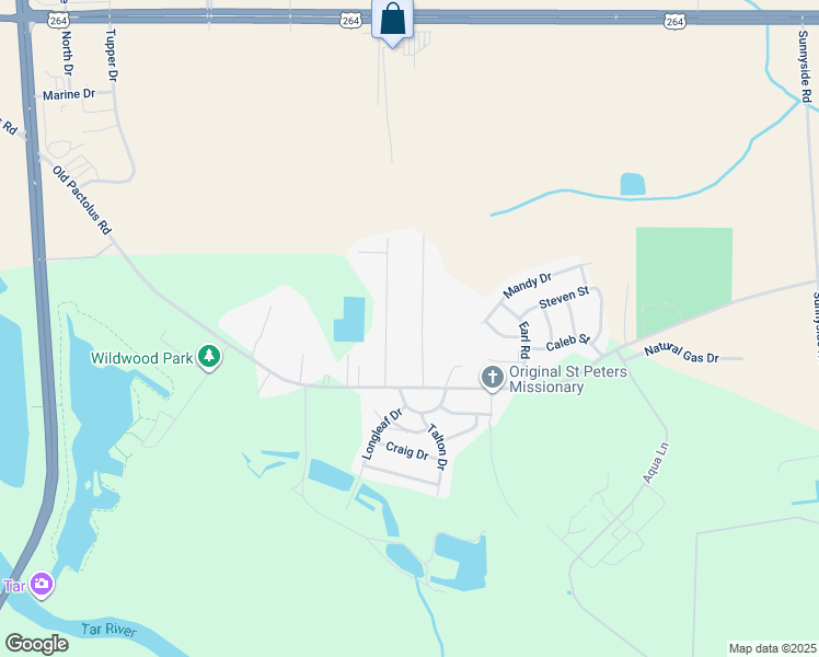 map of restaurants, bars, coffee shops, grocery stores, and more near 453 Vail Drive in Greenville