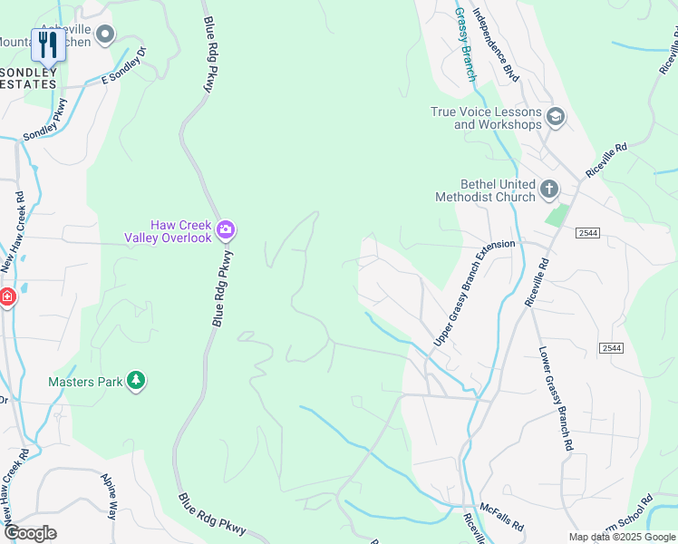 map of restaurants, bars, coffee shops, grocery stores, and more near 156 Kirkwood Drive in Asheville