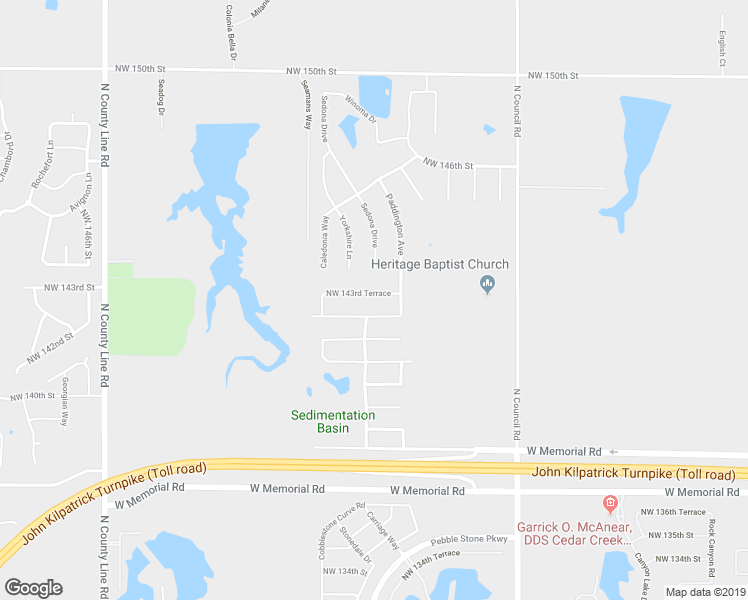 map of restaurants, bars, coffee shops, grocery stores, and more near 8320 143rd Terrace in Oklahoma City