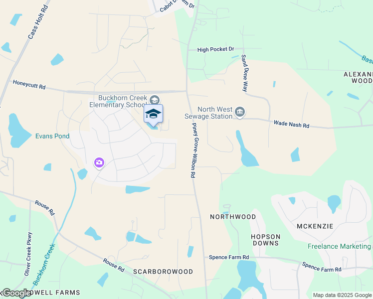 map of restaurants, bars, coffee shops, grocery stores, and more near 1328 Piney Grove-Wilbon Road in Holly Springs