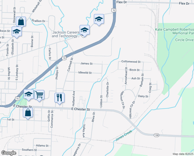 map of restaurants, bars, coffee shops, grocery stores, and more near 141 Cloverdale Street in Jackson