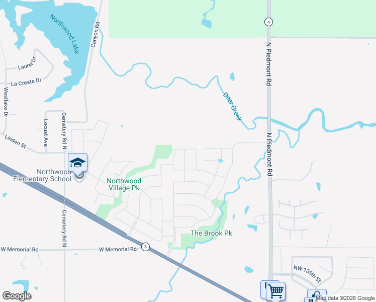 map of restaurants, bars, coffee shops, grocery stores, and more near 13805 North Piedmont Road in Piedmont