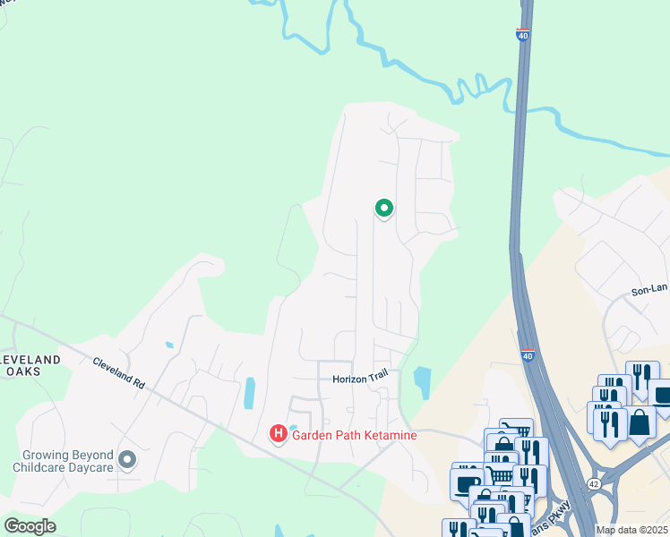 map of restaurants, bars, coffee shops, grocery stores, and more near 68 Knoll Court in Garner