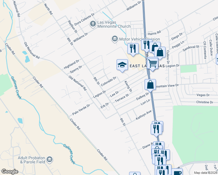 map of restaurants, bars, coffee shops, grocery stores, and more near 750 Legion Drive in Las Vegas