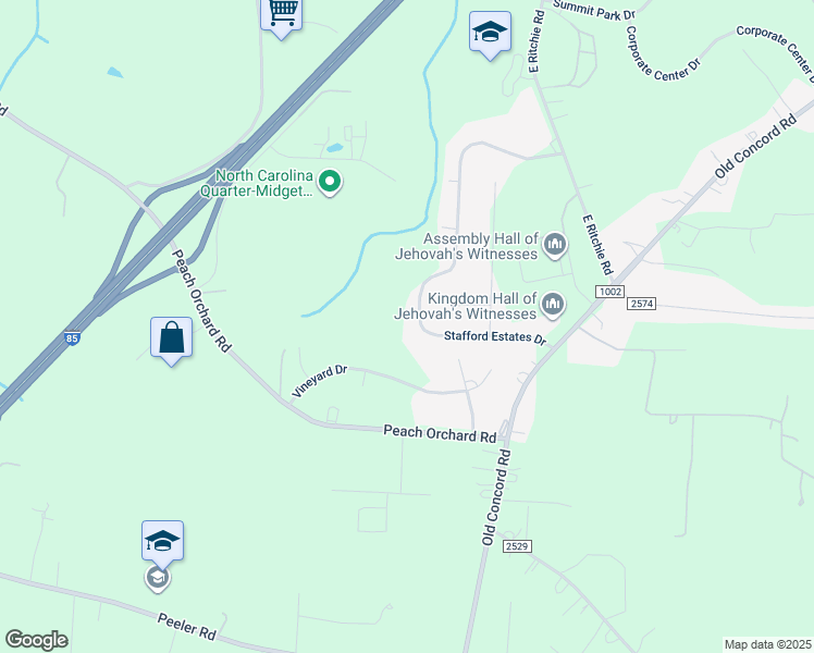 map of restaurants, bars, coffee shops, grocery stores, and more near 353 Stafford Estates Drive in Salisbury