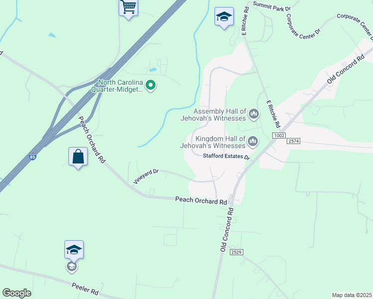 map of restaurants, bars, coffee shops, grocery stores, and more near 353 Stafford Estates Drive in Salisbury