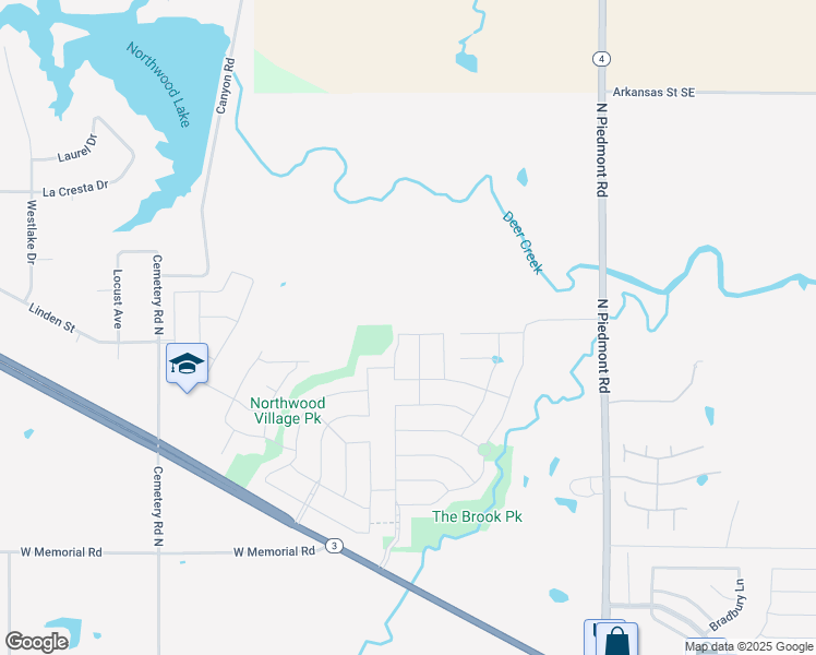 map of restaurants, bars, coffee shops, grocery stores, and more near 13805 North Piedmont Road in Piedmont