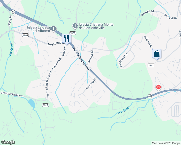 map of restaurants, bars, coffee shops, grocery stores, and more near 23 English Ivy Road in Asheville