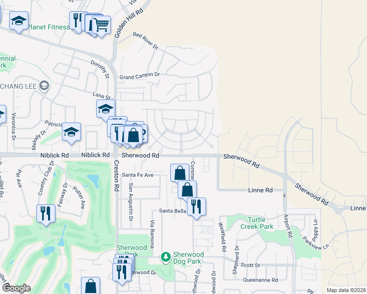 map of restaurants, bars, coffee shops, grocery stores, and more near 356 Lark Drive in Paso Robles