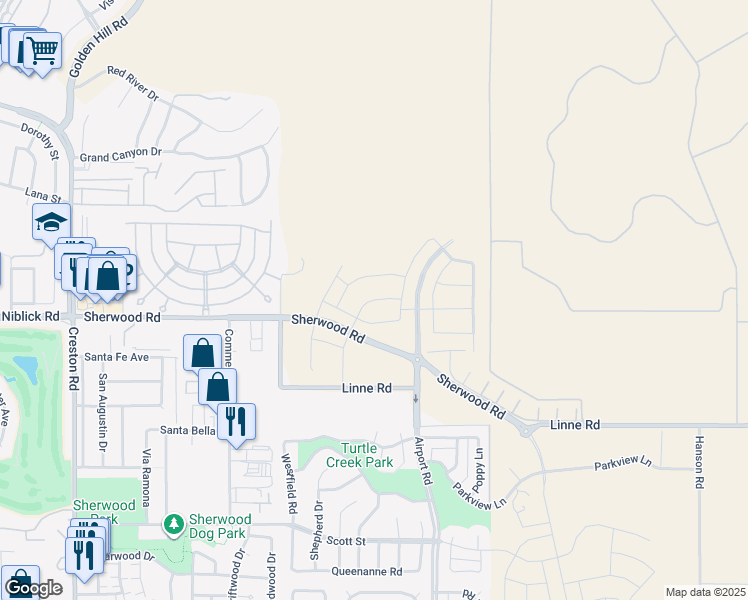 map of restaurants, bars, coffee shops, grocery stores, and more near Vinaza Road in Paso Robles