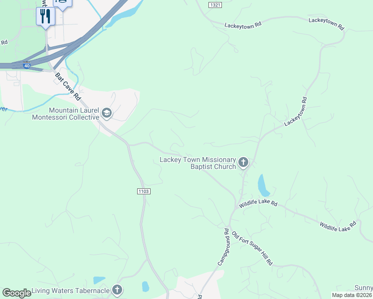 map of restaurants, bars, coffee shops, grocery stores, and more near 335 Old Fort Sugar Hill Road in Old Fort