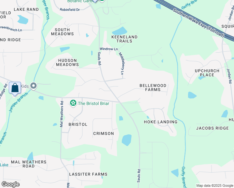 map of restaurants, bars, coffee shops, grocery stores, and more near 1001 Bellewood Farms Road in Raleigh