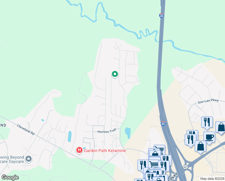 map of restaurants, bars, coffee shops, grocery stores, and more near 204 Marsh Creek Drive in Garner