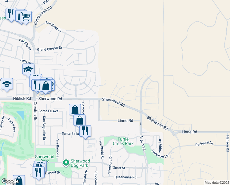 map of restaurants, bars, coffee shops, grocery stores, and more near 1107 Mazzini Road in Paso Robles