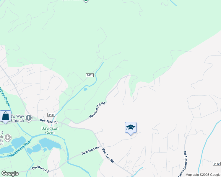 map of restaurants, bars, coffee shops, grocery stores, and more near 128 Harrison Hill Road in Swannanoa