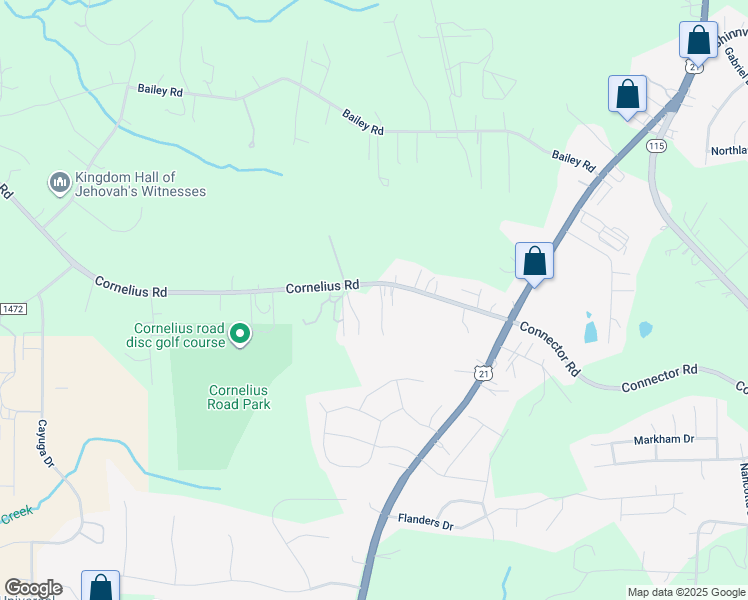 map of restaurants, bars, coffee shops, grocery stores, and more near 110 Blessing Lane in Mooresville