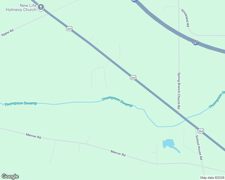 map of restaurants, bars, coffee shops, grocery stores, and more near 1046 Mercer Road in Walstonburg