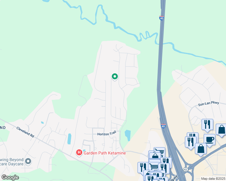 map of restaurants, bars, coffee shops, grocery stores, and more near 234 Marsh Creek Drive in Garner