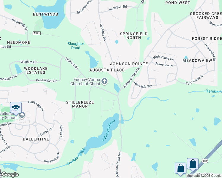 map of restaurants, bars, coffee shops, grocery stores, and more near 6312 Whitted Road in Fuquay Varina
