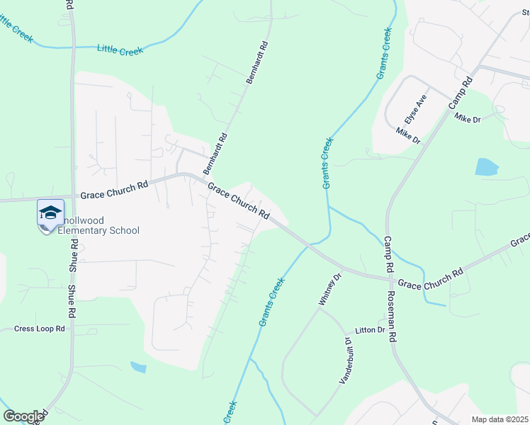 map of restaurants, bars, coffee shops, grocery stores, and more near 1730 Grace Church Road in Salisbury