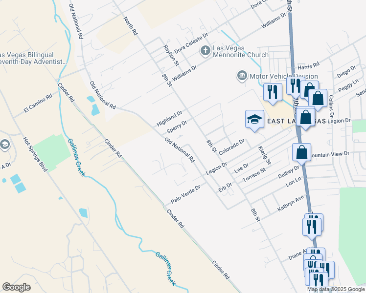 map of restaurants, bars, coffee shops, grocery stores, and more near 2434 Jessie Lee Lane in Las Vegas