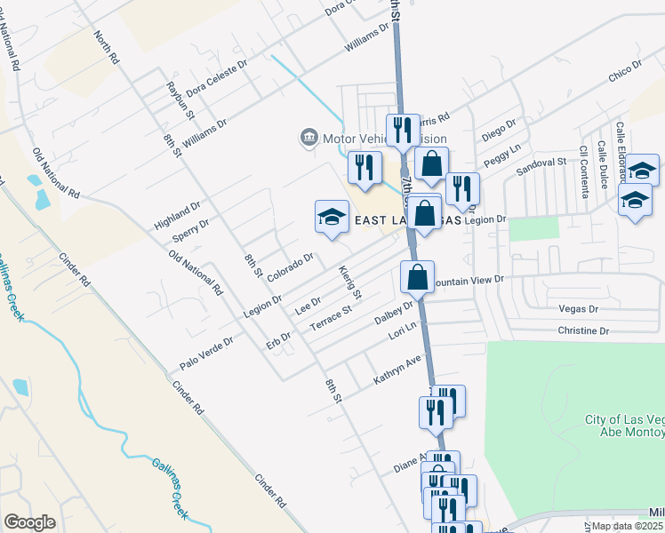 map of restaurants, bars, coffee shops, grocery stores, and more near 730 Legion Drive in Las Vegas