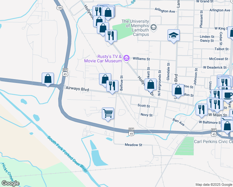 map of restaurants, bars, coffee shops, grocery stores, and more near 5 State Street in Jackson