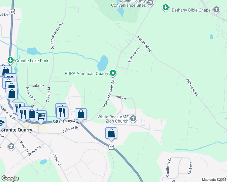 map of restaurants, bars, coffee shops, grocery stores, and more near 920 Dunns Mountain Road in Salisbury