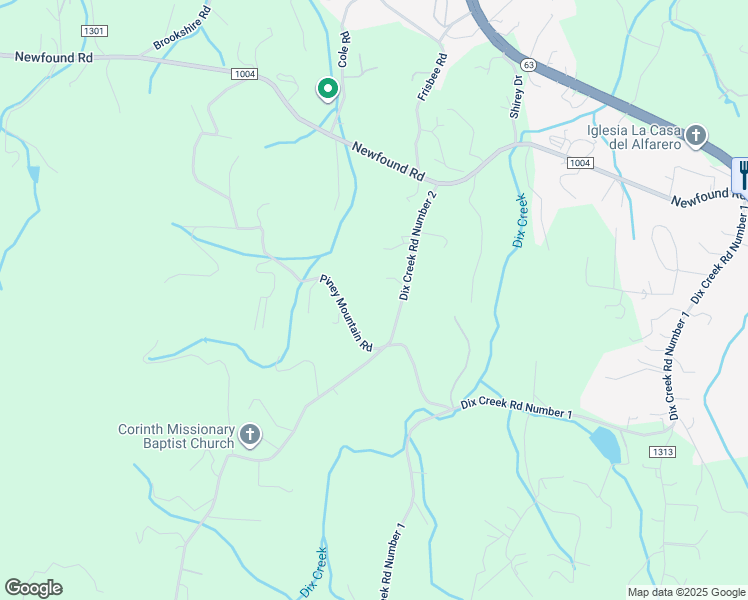 map of restaurants, bars, coffee shops, grocery stores, and more near 61 Dix Creek Road 2 in Leicester