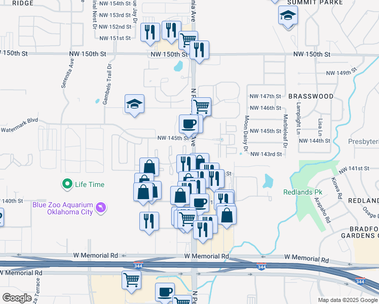 map of restaurants, bars, coffee shops, grocery stores, and more near in Oklahoma City