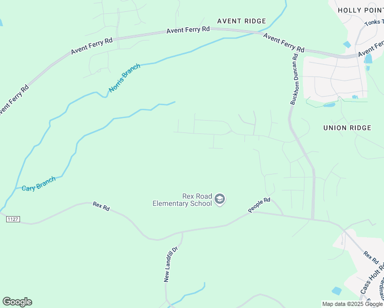 map of restaurants, bars, coffee shops, grocery stores, and more near 6105 Rex Road in Holly Springs