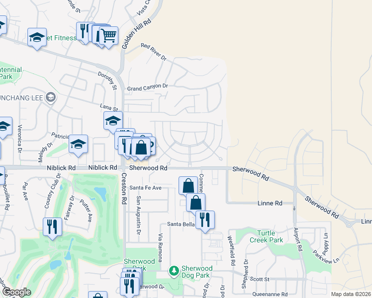 map of restaurants, bars, coffee shops, grocery stores, and more near 340 Bobwhite Drive in Paso Robles