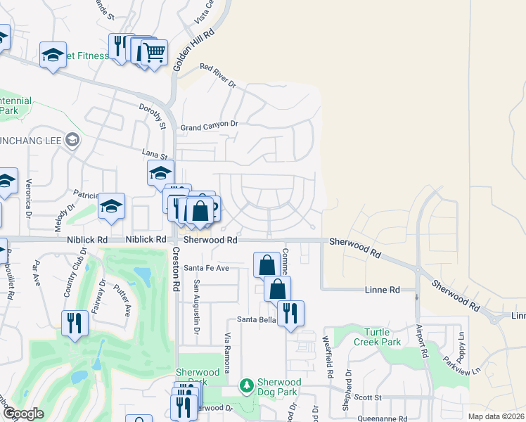 map of restaurants, bars, coffee shops, grocery stores, and more near 340 Bobwhite Drive in Paso Robles
