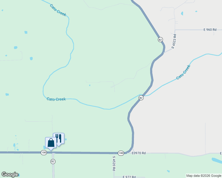 map of restaurants, bars, coffee shops, grocery stores, and more near 451895 East 965 Road in Vian