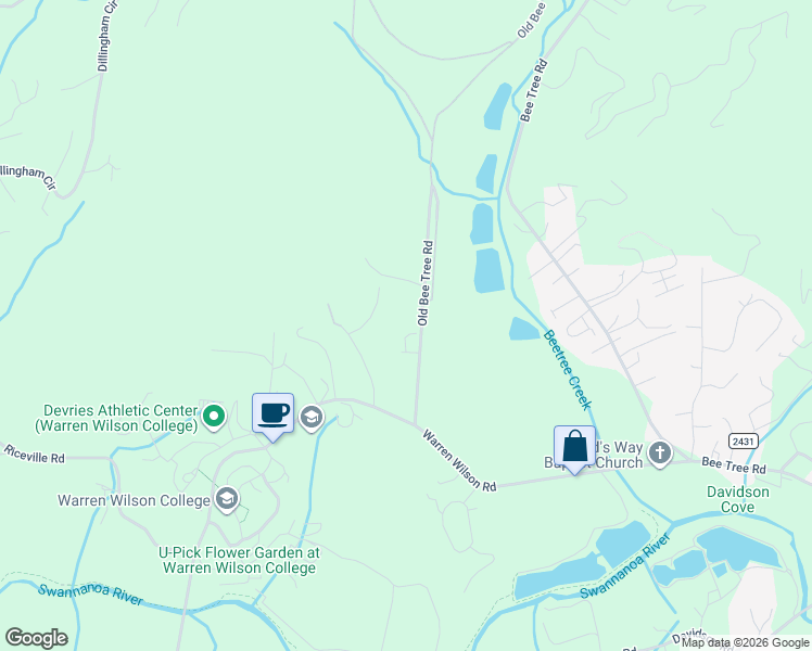 map of restaurants, bars, coffee shops, grocery stores, and more near 17 Lauren Ridge Way in Swannanoa