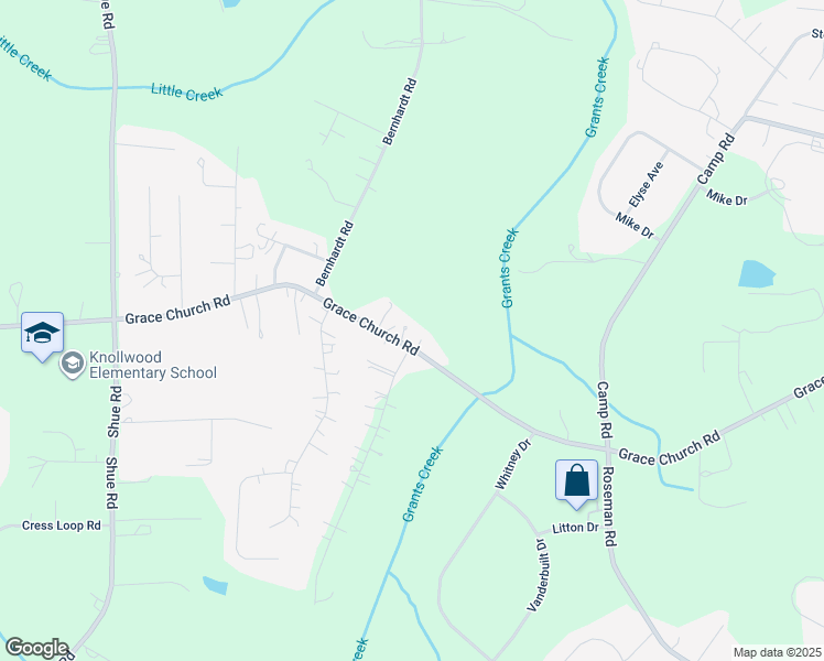 map of restaurants, bars, coffee shops, grocery stores, and more near 1730 Grace Church Road in Salisbury