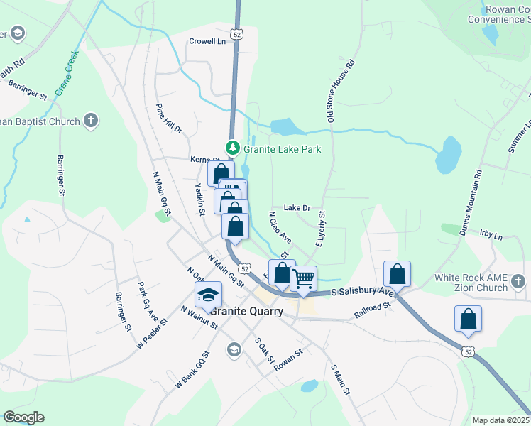 map of restaurants, bars, coffee shops, grocery stores, and more near 209 North Cleo Avenue in Granite Quarry