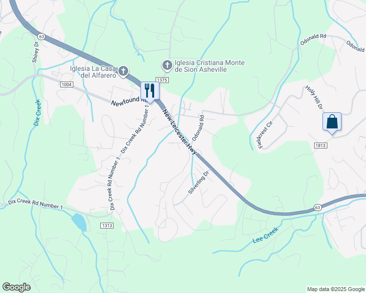 map of restaurants, bars, coffee shops, grocery stores, and more near 916 New Leicester Highway in Asheville