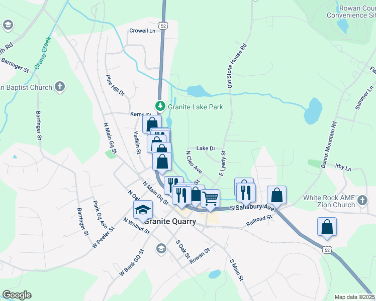 map of restaurants, bars, coffee shops, grocery stores, and more near 209 North Cleo Avenue in Granite Quarry