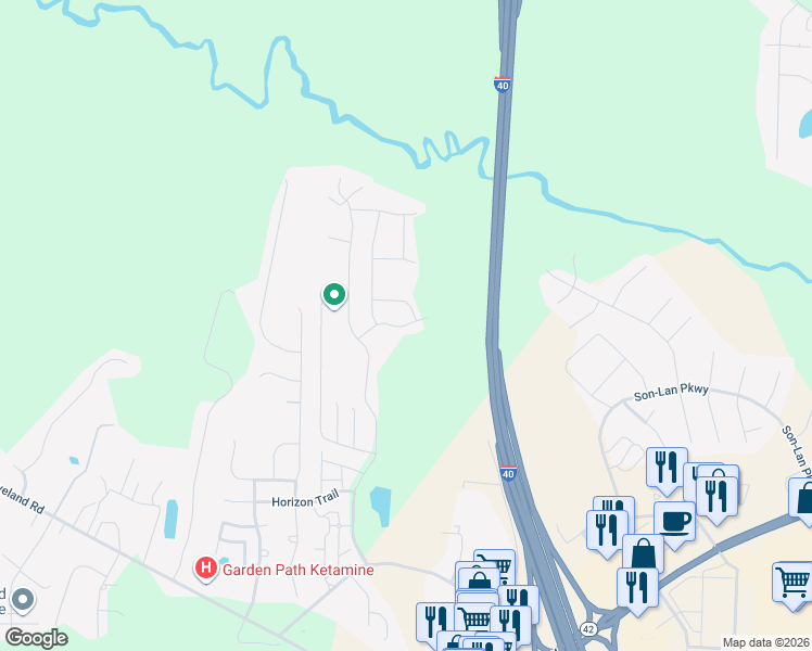 map of restaurants, bars, coffee shops, grocery stores, and more near 67 Sentry Oaks Drive in Garner