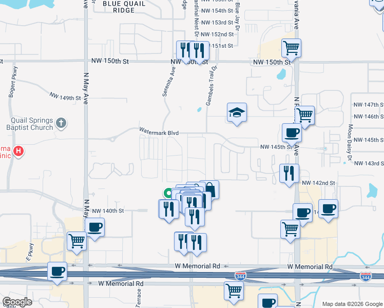 map of restaurants, bars, coffee shops, grocery stores, and more near in Oklahoma City