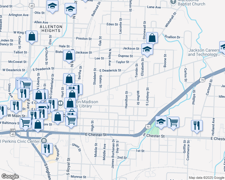 map of restaurants, bars, coffee shops, grocery stores, and more near 312 Lexington Avenue in Jackson
