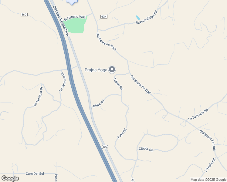 map of restaurants, bars, coffee shops, grocery stores, and more near 19 Piute Road in Santa Fe