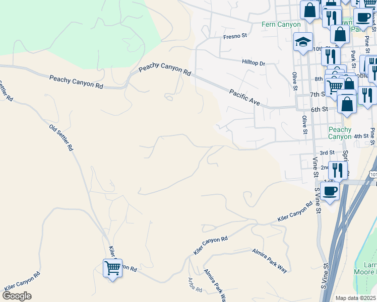 map of restaurants, bars, coffee shops, grocery stores, and more near 885 West 4th Street in Paso Robles