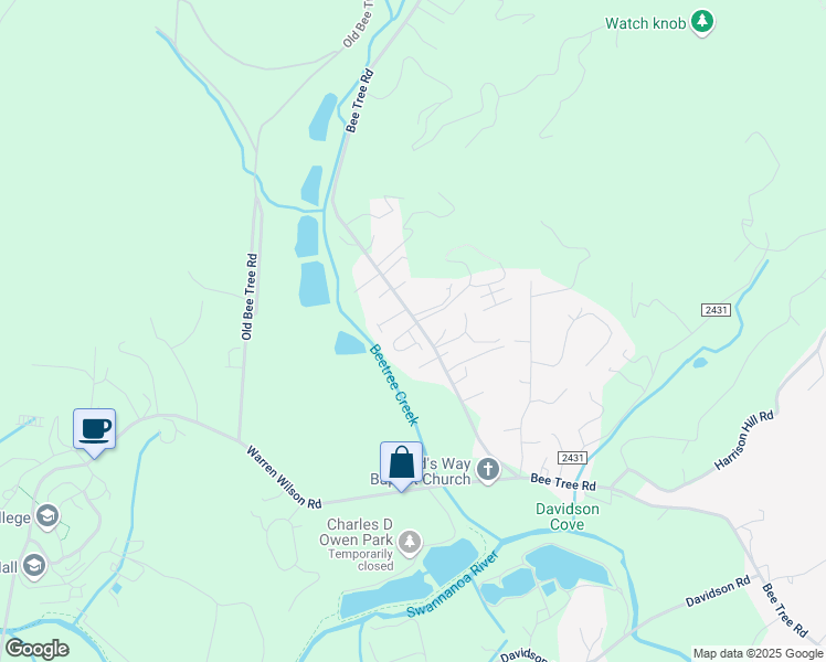 map of restaurants, bars, coffee shops, grocery stores, and more near 49 Honeycomb Cir in Swannanoa