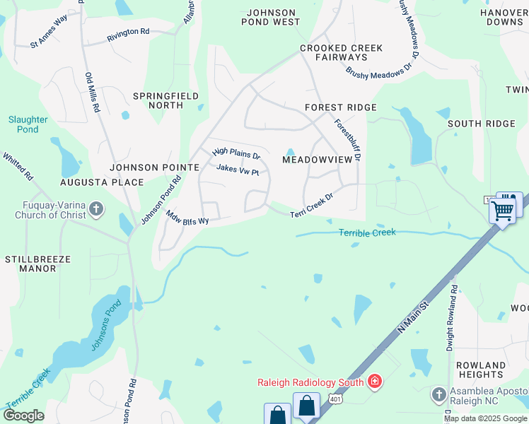 map of restaurants, bars, coffee shops, grocery stores, and more near 3205 High Plains Drive in Fuquay-Varina