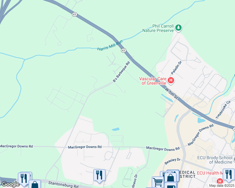 map of restaurants, bars, coffee shops, grocery stores, and more near 1004 Westover Drive in Greenville