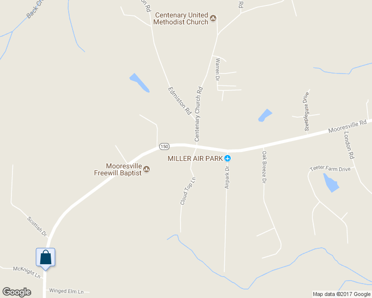 map of restaurants, bars, coffee shops, grocery stores, and more near 17389 Mooresville Road in Mooresville