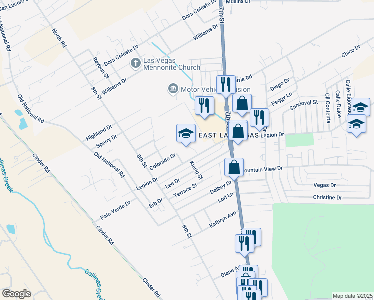 map of restaurants, bars, coffee shops, grocery stores, and more near 730 Legion Drive in Las Vegas